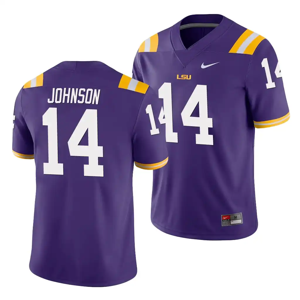 Men's LSU Tigers Max Johnson #14 Game Purple NCAA Football Jersey